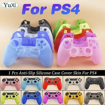 1 Gab. Anti-Slip Silikona Gadījumā Segtu Ādas PS4 Krāsains Aizsargājošu Uzmavu Par PlayStation Dualshock 4 Gamepad Kontrolieris