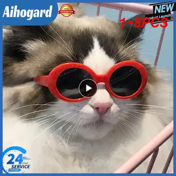 1~8PCS Kaķis Brilles Atdzist Pet Mazo Suņu Modes Apaļas Brilles Pet Produktu, Par Maz Suns, Kaķis, Saulesbrilles Fotografēšanai Pet