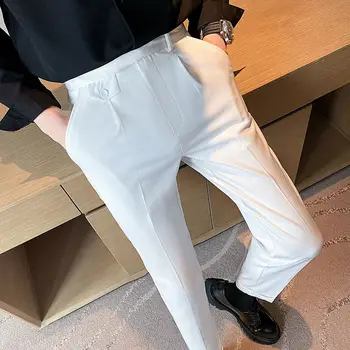 2023 Jaunu Vīriešu Kabatas Bikses Potītes Garums Biznesa Uzvalks Bikses Klasisks Britu Stila Slim Gadījuma Bikses Vīriešu Zīmolu Apģērbu Y392