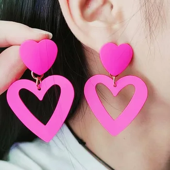 2023 Korejas Akrila Rozā Rožu Dobi Sirds Piliens Auskari Sievietēm Salds Auss Rotaslietas Mīlestība Earings Vairumtirdzniecība