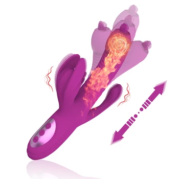 3 In 1 Teleskopiskie Vibrators Klitora Stimulators Maksts G Spot Massager Saprātīga Apkures Masturbator Sievietēm Pieaugušo Seksa Rotaļlietas