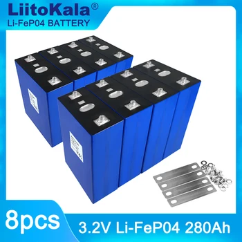 8PCS Liitokala 3.2 V 280Ah DIY 12V 24V Lifepo4 Uzlādējamo Akumulatoru Elektriskajiem Auto RV Saules Enerģijas Uzglabāšanas Sistēmas