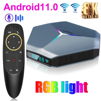 A95X F4 Android 11 Smart TV KASTĒ 8K HD RGB Gaismas Amlogic S905X4 4GB 32GB 64GB 2.4 G/5G Dual Wifi BT4.1, kas Top TV Kastē