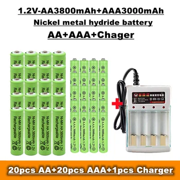 AA+AAA uzlādējamās baterijas, 1.2 v 3800 MAH/3000 MAH, ko izmanto pārdošanas vadības pultīm, rotaļlietas, radio un lādētāji