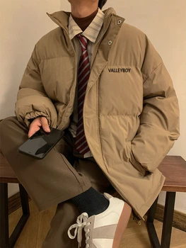 Alfabēts drukāt tīrtoņa krāsu dūnu jaka ziemas high street zaudēt biezāka maizes apģērbu modes personības jaka vīriešu jaka