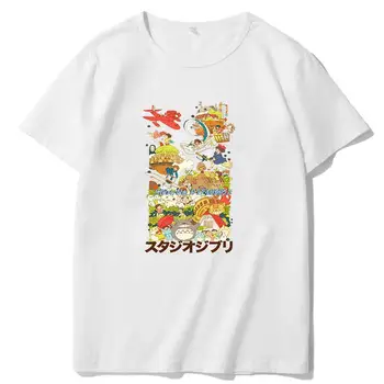 Anime Hayao Vasaras t krekls vīriešiem grafiskais t krekli Lielgabarīta t krekls Harajuku O-veida kakla T-krekls Vīriešu apģērbs