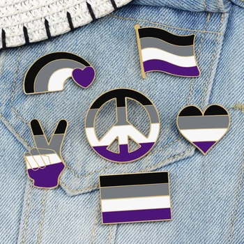 Aseksuāli LGBT Emaljas Broša Sievietēm, Vīriešiem Radošo Varavīksnes Karogu Sirds Uzvaru Krekls Atloks Pins Modes Pasūtījuma Nozīmītes Rotaslietas Dāvanu