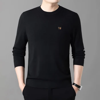 Augstas klases zīmolu vīriešu džemperis izsmalcinātu butterfly izšuvumi long piedurknēm apaļu kakla T-krekls rudens modes korejas džemperis top