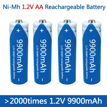 Augstas kvalitātes AA 1.2 V 9900mAh Uzlādējami NI-MH AA Baterijas 1,2 V 9900mAh, Gaismiņa, Rotaļu Skatīties NI-MH akumulators + Bezmaksas piegāde