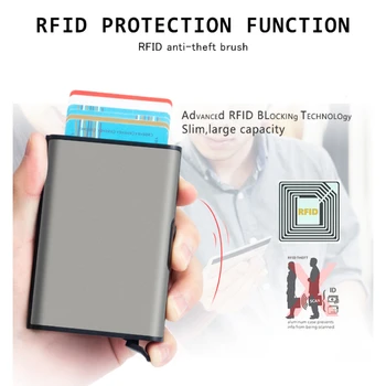 Augstas Kvalitātes Portatīvie Mini Daudzfunkcionāls RFID Alumīnija Sakausējuma Automātisko Pop Up Monētu Uzglabāšanas Kastes Kredītkartes Turētājs, Seifs