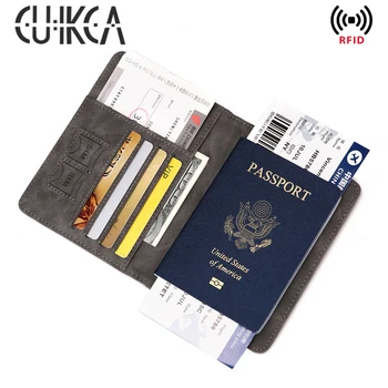 CUIKCA RFID Pase Pakete Aptver Matēts PU Ādas Elastības Makā ID Karte Gadījumos Turētāja Ceļošanas Pase Soma Gaisa Biļetes Turētājs