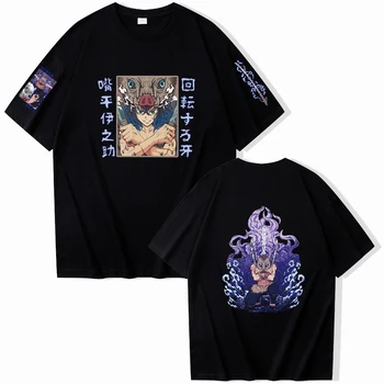 Demon Slayer Kimetsu Nav Yaiba Japāņu Anime T Krekls Inosuke Smieklīgi Manga Drukāt Ullzang Vintage Grafiskais T-krekls korejas Topi, t-veida