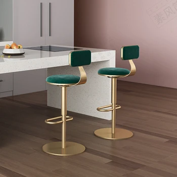 Dizaina Bāra Krēsli Augstas bankām, virtuve bārs Grozāmos Samta Bāra Krēsli Dizaina Krēsls ergonomisks sillas altas luksusa mēbeles HY