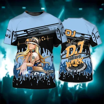 DJ Rock Mūzikas 3D Drukas Vasaras Vīrieši ir O-veida Kakla T-krekls Ikdienas Īsās Piedurknes Lielgabarīta T Krekls Modes Streetwear Tendence Vīriešu Apģērbs