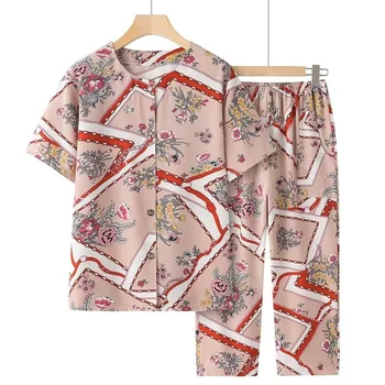 Fdfklak pusmūža Sieviešu Kleitas Īsām piedurknēm Piemērots Drukas divdaļīga Kostīmi, Mīksti T-krekls Korejas Modes Topi Vestido Feminino