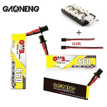 Gaoneng GNB 1S 660mAh 3.8 V max 90C/180C HV 4.35 V litija polimēru Akumulators Un Lādētājs Emax Tinyhawk King Kong Ldarc TINY7 Ar GNB27