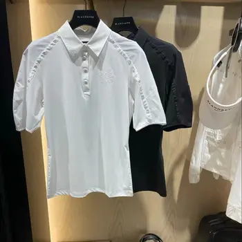 Golfa apģērbs ar īsām piedurknēm, Sieviešu polo-krekla piedurknēm Loose fit stila augstas kvalitātes Elastīga, ātri žāvēšanas golfa topi W221872