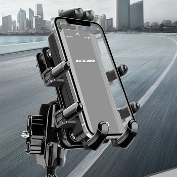 GUB Motociklu Mobilā Tālruņa Turētājs Universāls Mobilā Tālruņa Turētājs Plaukts Alumīnija Sakausējuma 360 Grādu Rotācijas Velo Piederumi