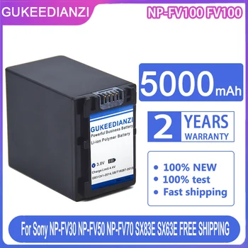 GUKEEDIANZI Rezerves Akumulatoru NP-FV100 FV100 5000mAh Par NP-FV30 NP-FV50 NP-FV70 SX83E SX63E Bateria