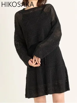 Japāņu Šiks Dobi No Cietā Adīti Džemperi O-veida kakla garām Piedurknēm Zaudēt Gadījuma Džemperi Līdz 2023. gada Rudenī Jaunu Apgriezts Džemperi Sievietēm