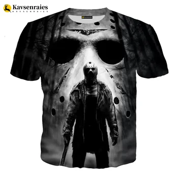 Jaunas Vasaras Vīriešu T-krekls Raksturs Jason Voorhees 3D Grafikas Iespiestas T Krekls Modes Gadījuma Harajuku Streetwear T Topi