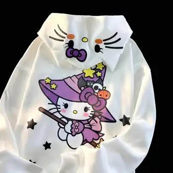 Kawali Hellokitty Sanrio Kapuci Sporta Krekls Virsdrēbes Lielajam Ērti Cute Karikatūra Meitenes Dāvanu Halloween Dāvana Draudzenei