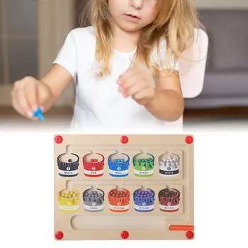 Koka Krāsu atbilstību Mācību Rotaļlietu Skaitīšanas Puzzle Board Krāsains naudas Mehānisko Prasmes Magnētiskā Krāsa un Numuru Labirints galda Spēles