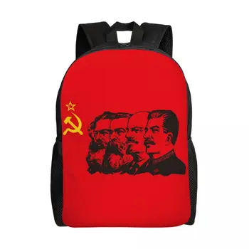 Komunistu Karoga Markss Engels Ļeņins Un Staļins Portatīvo datoru Mugursoma Modes Bookbag Skolu, Koledžu Studentiem CCCP PSRS Komunisma Soma