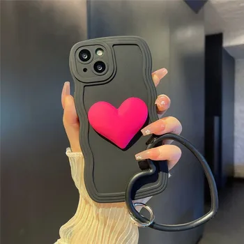 Korejas 3D sirds Mīlestību Aproce Tālrunis Case For Samsung Galaxy A52 A72 A51 A71 A32 A22 A21S A11 A13 A23 A50 Mīksta silikona vāciņu