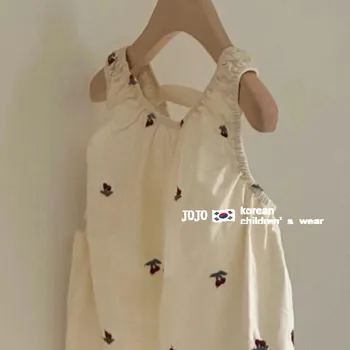 Korejiešu bērnu apģērbi meiteņu izšuvumi 2023 vasaras bērnu modes rietumu stila cute baby doll top krekls