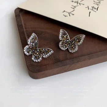 Korejiešu Jaunā Modes Zircon Black Crystal Butterfly Auskari Sieviešu Personības Auskari Kāzu Rotaslietas Dzimšanas dienas Dāvanas