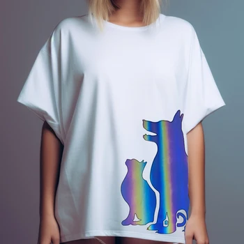 Modes Drukāt Lāzera Tshirt Sieviešu Vasaras Kokvilnas Kaķis, Suns Drukāšanas Tees Dāmas Zaudēt Balts Tops Streetwear