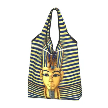 Modes Drukāšanas Faraons King Tut Zelta Lapis Tote Iepirkumu Soma Portatīvo Plecu Pircējs Ēģipte Ēģiptes Somas