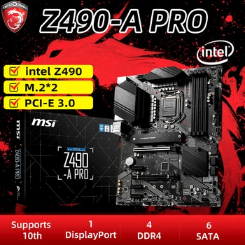 MSI Z490-PRO Mātesplati Z490 ATX DDR4 Atbalstu 10 11 Gen CPU LGA 1200