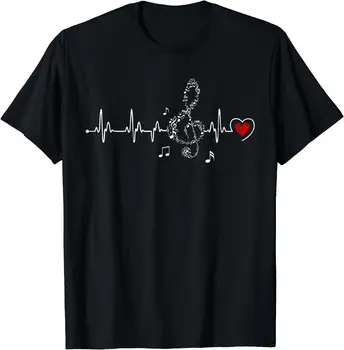 Mūzikas Sirdsdarbība Apģērbu Mūzikas Mīļotājiem Vīriešiem, Sievietēm ar Īsām Piedurknēm Kokvilnas T-Krekls