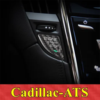 Par Cadillac ATS Auto Dzinēja Start Stop Poga Segtu Nekustamā Oglekļa Šķiedras Uzlīme