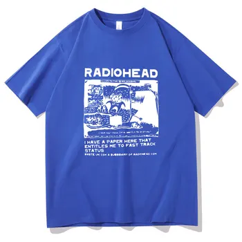 Radiohead T-Krekli Indie Rock Band Anime Drukāt Streetwear Vīrieši Sievietes O-Veida Kakla Lielgabarīta T Krekls Tīras Kokvilnas Augstas Kvalitātes T-Veida Topi
