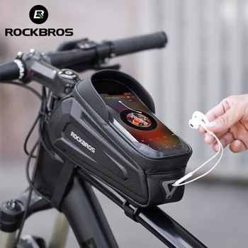 ROCKBROS Velosipēdu Soma Ūdensizturīgs Touch Screen Velo Soma Top Priekšā Cauruļu Rāmi MTB Road Bike Bag 6.5 Tālruni Gadījumā, Velosipēdu Piederumi
