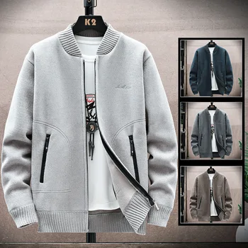 Rudens jaka vīriešu džemperi, jakas džemperi, liela izmēra tendence novājēšanu jaunu korejiešu gadījuma virsdrēbes vīriešiem