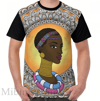 Smieklīgi izdrukāt vīriešu t krekls sievietēm, Topi, t-veida Melnā Meitene Magic - Ndebele Grafiskais T-Krekls O-veida kakla Īsām Piedurknēm Gadījuma tshirts