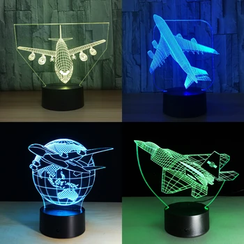 Touch Tālvadības pults Gaisa Plaknes 3D Gaismas LED Galda Lampa Optiskā Ilūzija Spuldzes Nakts apgaismojums 7 Krāsas Mainās Garastāvoklis Lampa USB Lampas