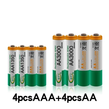 Uzlādējams NiMH AAA baterijas, 100% v 1.2 MAH AA, 1350 MAH, 1.2 MAH jaunums 2 pārdošanu