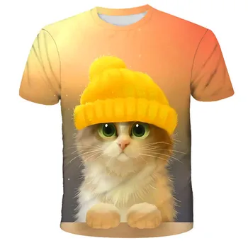 Vasaras Kaķis Dzīva Gudrs, Funny Baby T Krekli, Topi, Kaķu Meitenēm, T Krekls Zēniem, Meitenēm, Dzīvnieku Bērni 3D T-Krekls Drēbes
