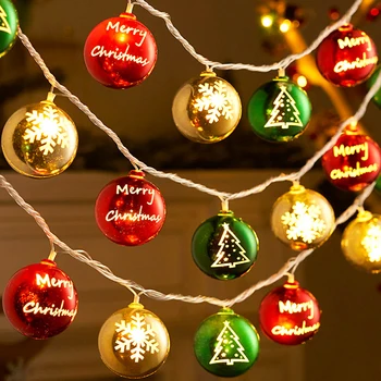 Ziemassvētku Bumbiņas String Gaismas LED Santa Claus Sniegpārslas Ziemsvētki Koks Karājas Pendant Apgaismojums String Mājas, Jaunā Gada Rotājumi